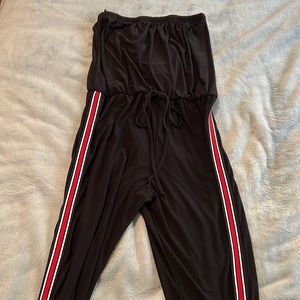 Red-striped black bodysuit